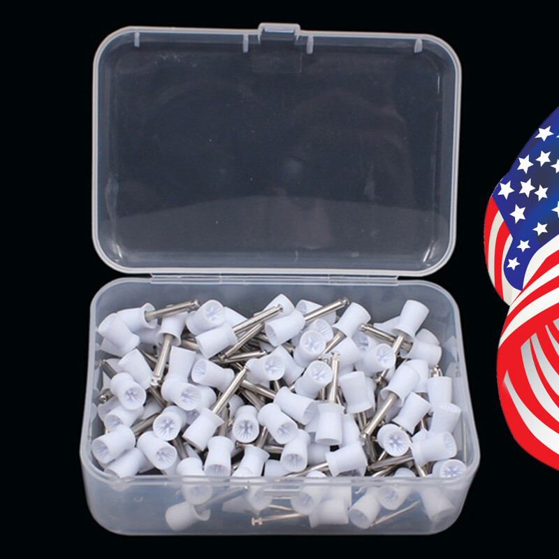 100 Pcs Polishing Cups Dental Rubber Prophy Tooth Polisher Brushes Kit white