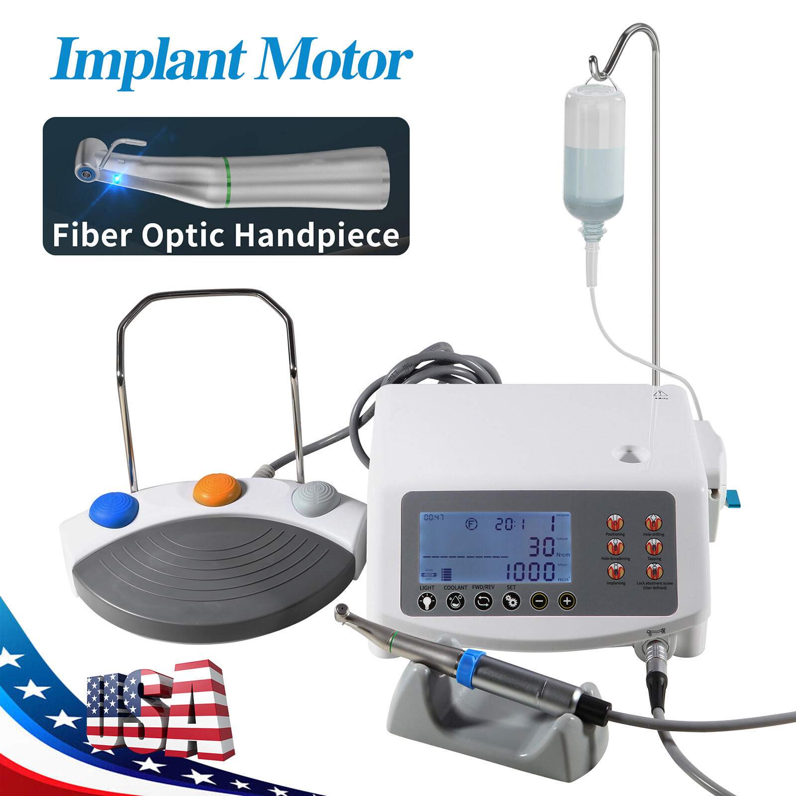 Dental Implant System Surgical Motor 20:1 Reduction Handpiece Contra Angle USA