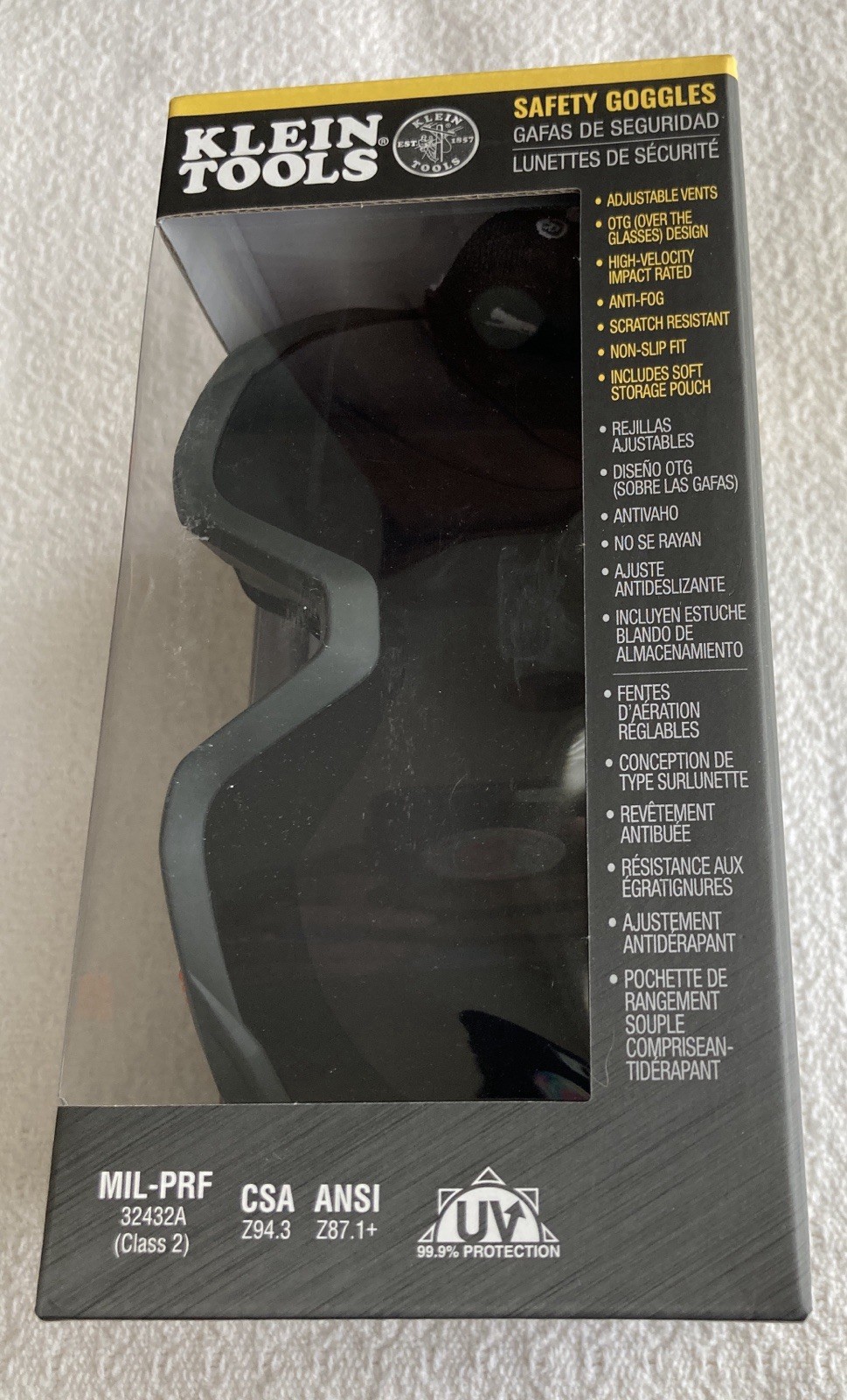 Klein Tools Safety Goggles Over The Glasses OTG Unisex One Size Adjustable Vents