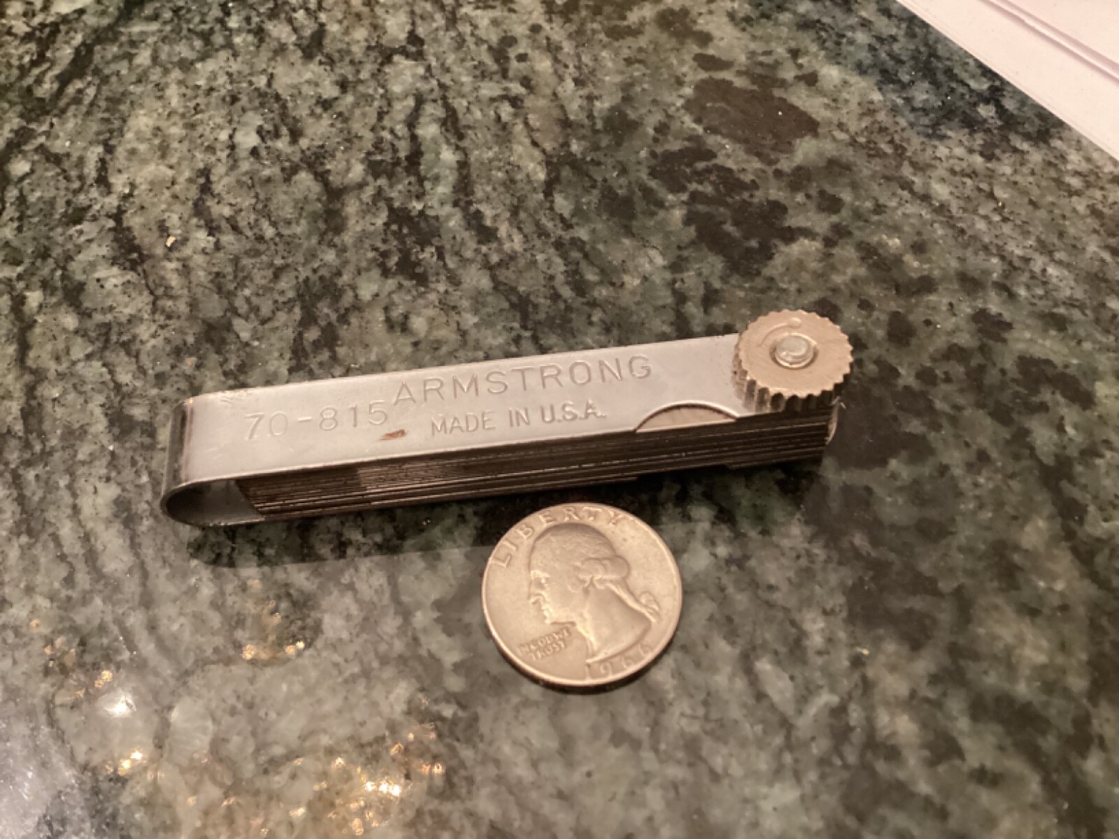 Used Armstrong 22 Pc. 0.004 to 0.025 inch Standard Length Feeler Gauge Pack