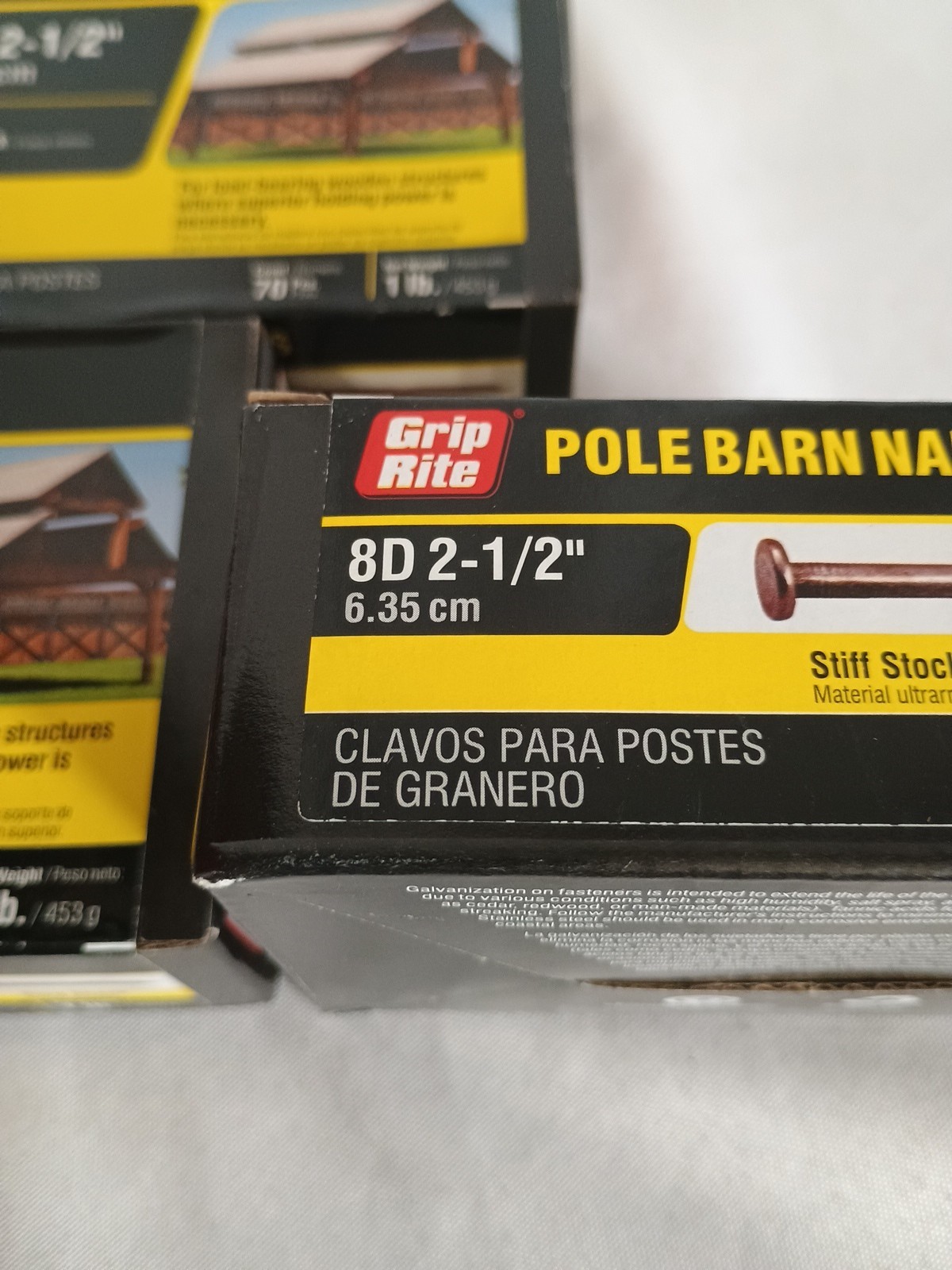 3 LB Pounds Grip Rite Pole Barn Nails 8D 2.5″ Ring Shank Stiff Stock 210 Pieces