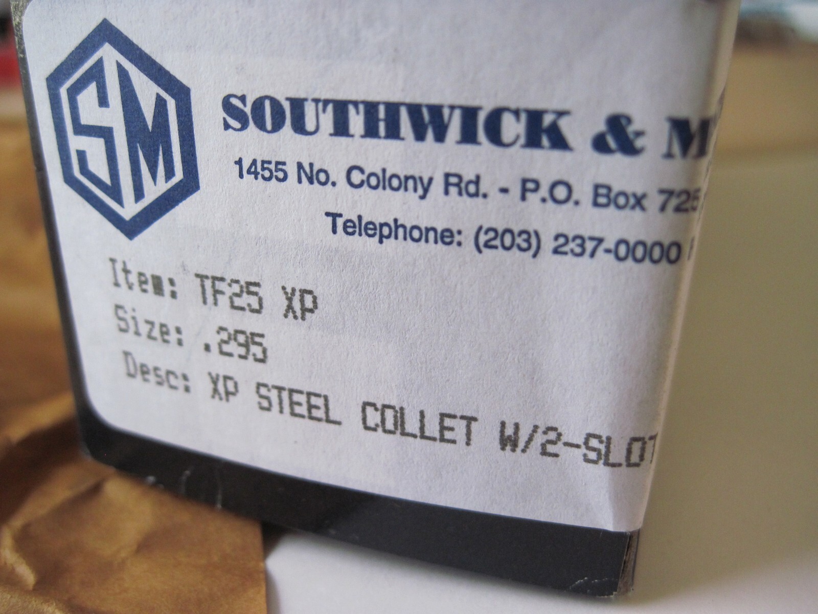Southwick & Meister TF25 XP Extra Precision Steel Collet w/ 2 Slots, Size .295″