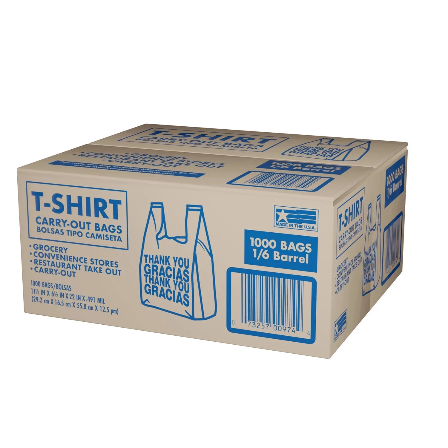 T-Shirt Carry-Out Bags, 11.5″ x 6.5″ x 22″ (1,000 ct.)