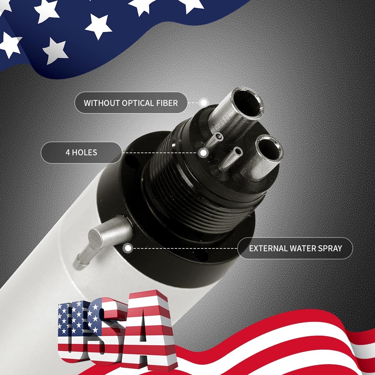 Dental Low Speed Handpiece Air Motor 4 Hole Gear Ratio 1:1 Direct Drive 20000RPM