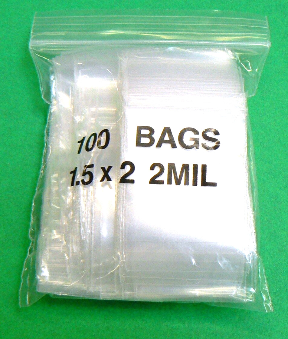 1-1/2″ x 2″ Zip Seal Top Lock Bags 6000 Clear 2mil Poly Bags Reclosable Baggies