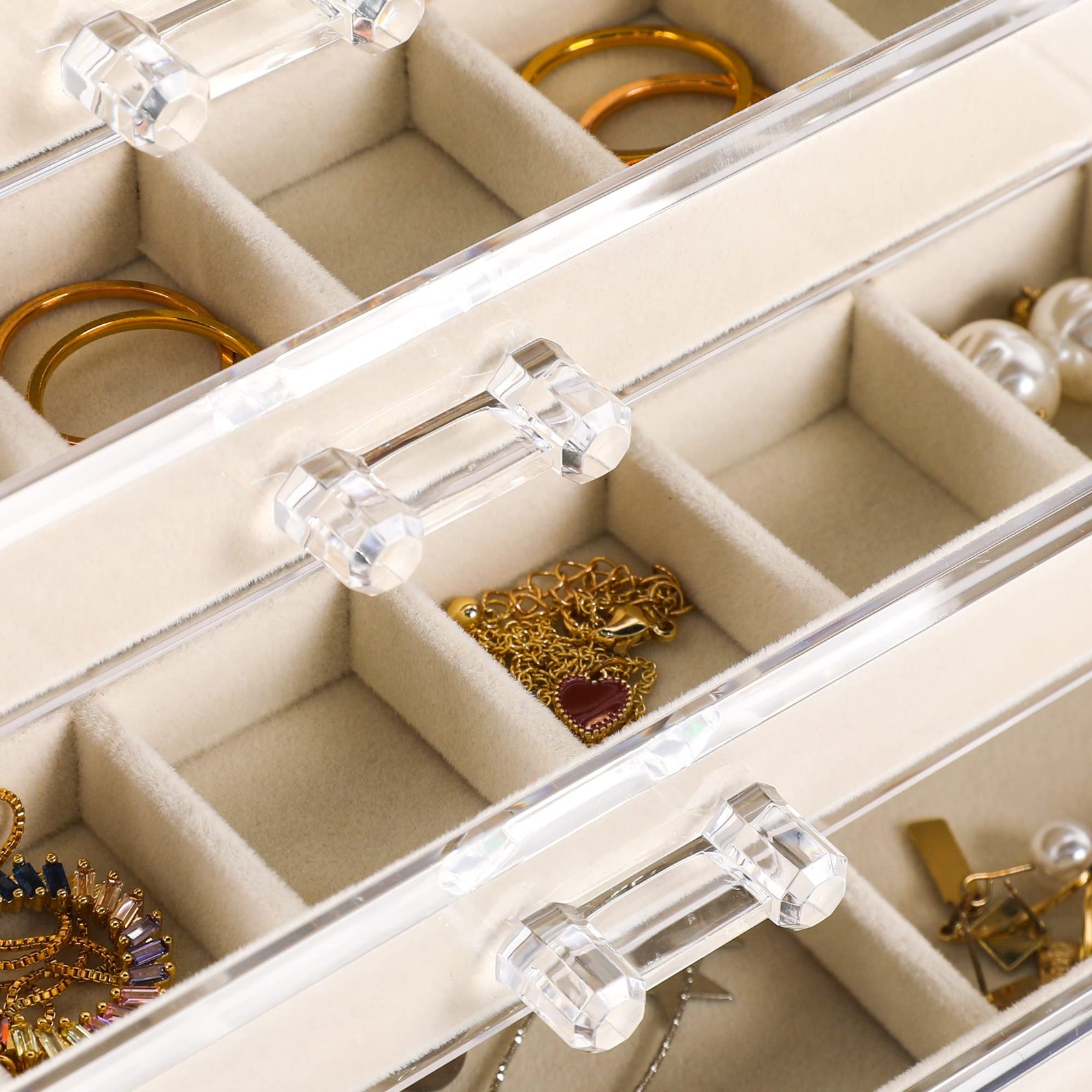 Frebeauty Acrylic Jewelry Organizer Earring Organizer Box with 5 Drawers Earring