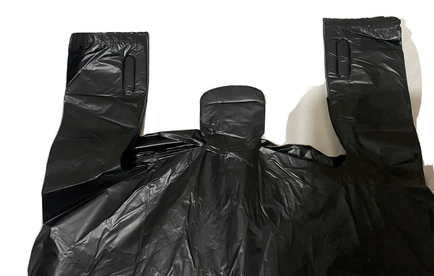 Bags 1/6 Large 21 x 6.5 x 11.5 THANK YOU Black T-Shirt Plastic Shopping Bags