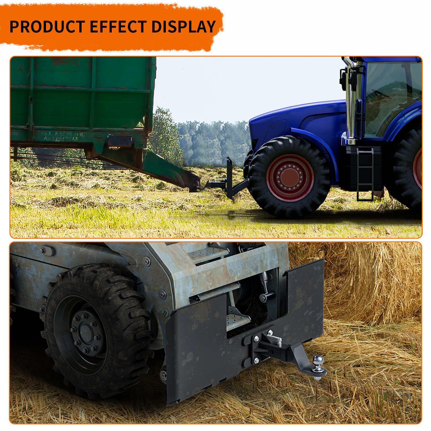 3/8″ Thick Skid Steer Mount Plate W/2″ Detachable Trailer Hitch Receiver Attach