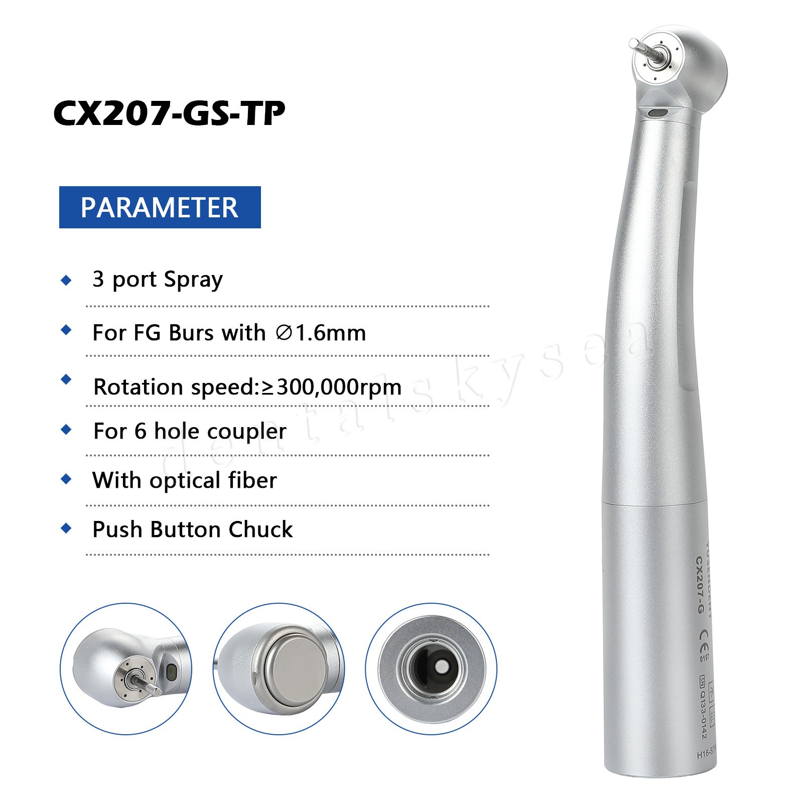 1-10 COXO Dental Fiber Optic LED Turbine Handpiece fit Sirona LED 6H Coupler