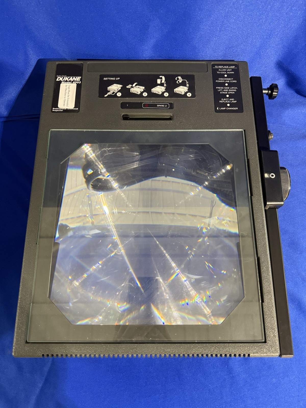 Dukane 4003 Overhead Projector 28A4003 Powers On – No Lamps – Buyer Pays to Ship