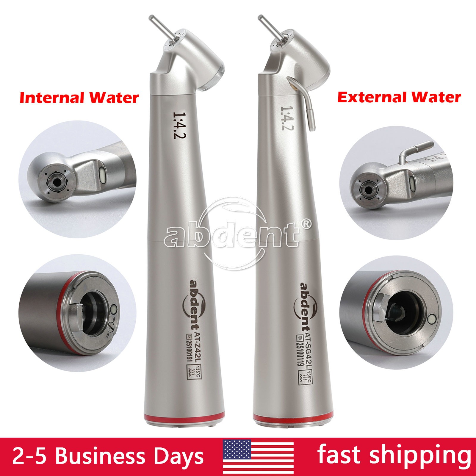 abdent Dental 1:4.2 45° Electric Fiber Optic Contra Angle Surgical Handpiece ds