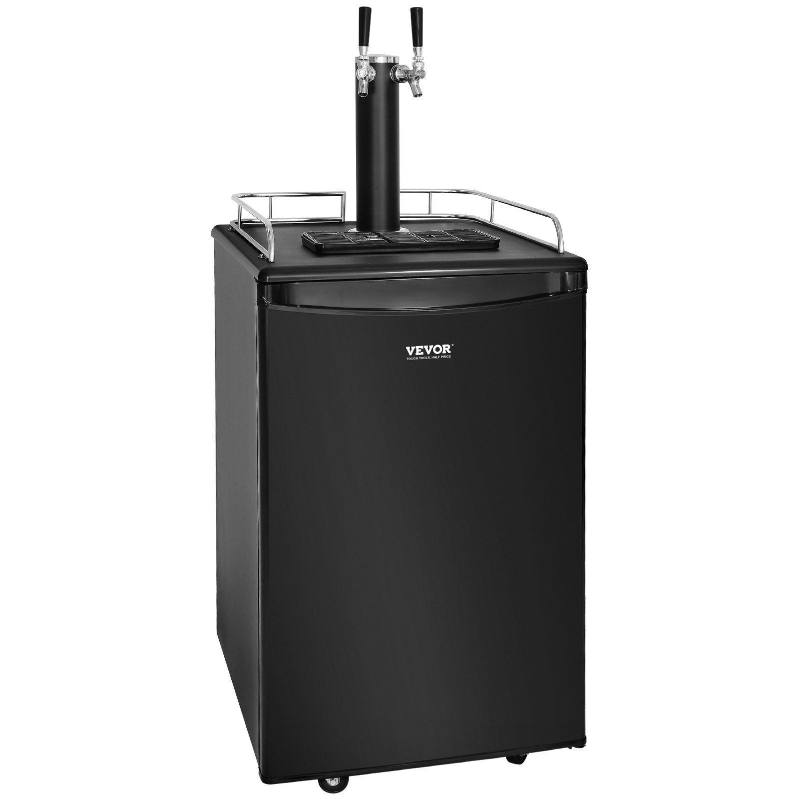 Black Beer Kegerator Dual Tap 1/6 1/4 1/2 Barrel Compatible