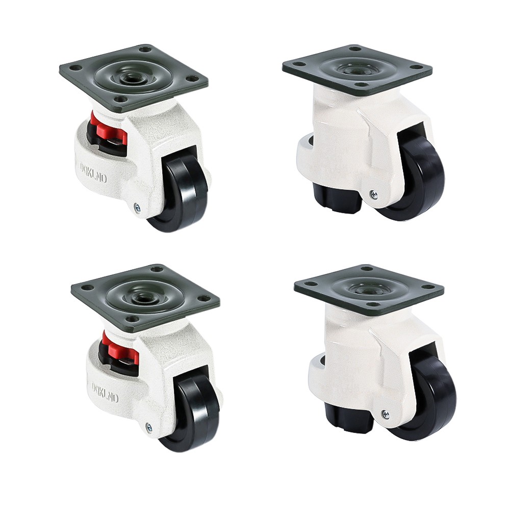 4PCS Leveling Machine Caster with Rubber Pad, Retractable Workbench Caster Wheel