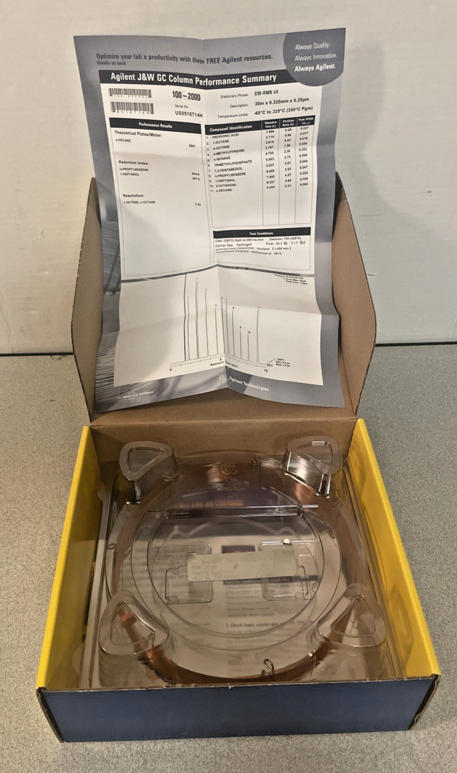 AGILENT J&W 100-2000 GC Column DB-5MS UI 30m, 0.32mm, 0.25µm