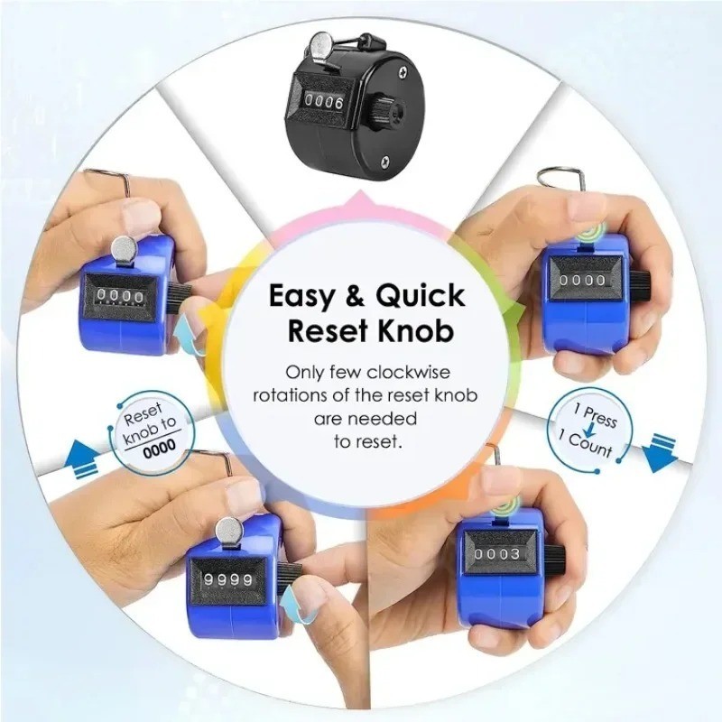 Hand Tally Counter, Handheld 4 Digit Lap Counter, Manual Mechanical Clicker HO