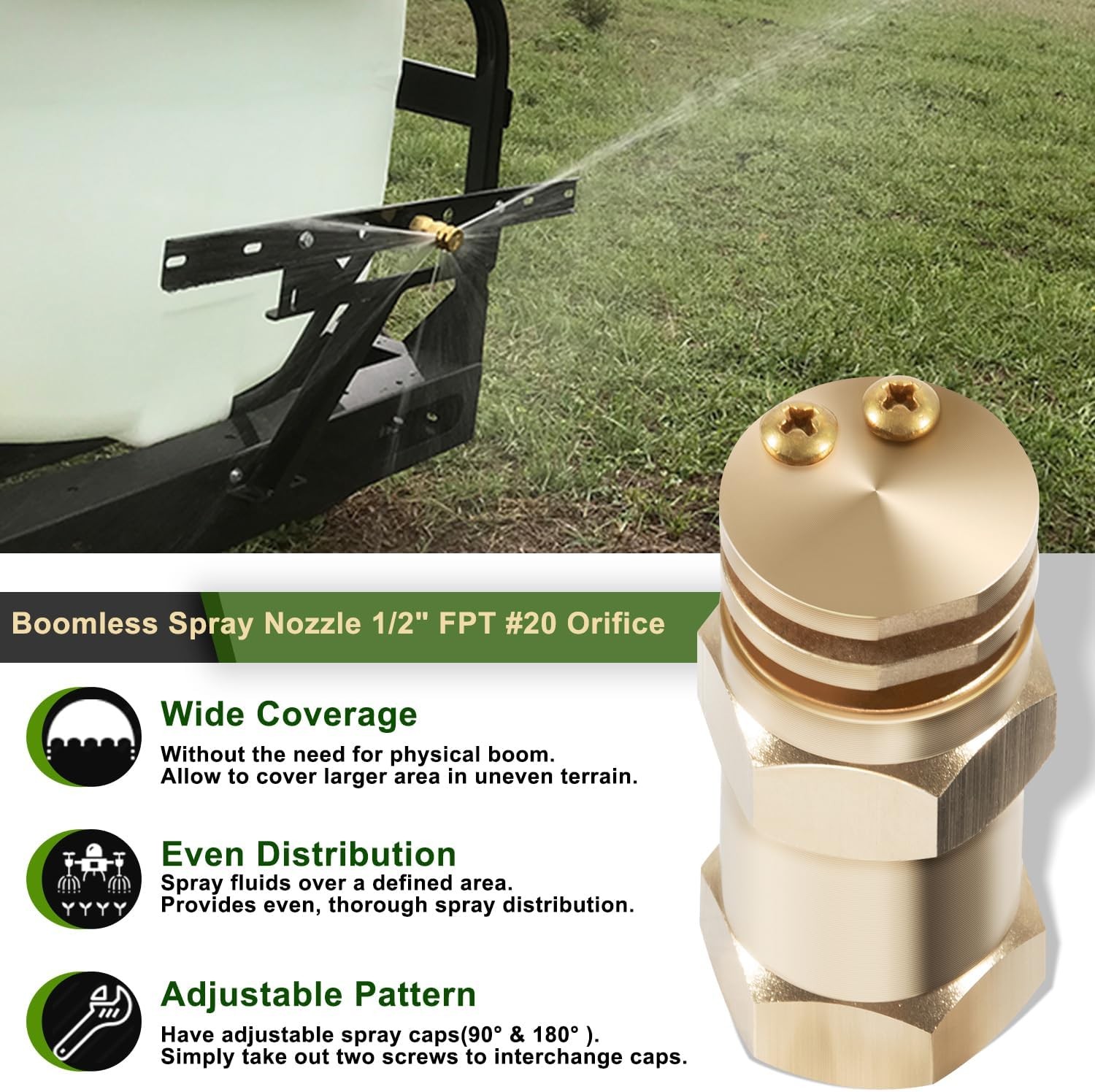 6542-1FBA Boomless Spray Nozzle For Agriculture, Lawn Care & General Watering
