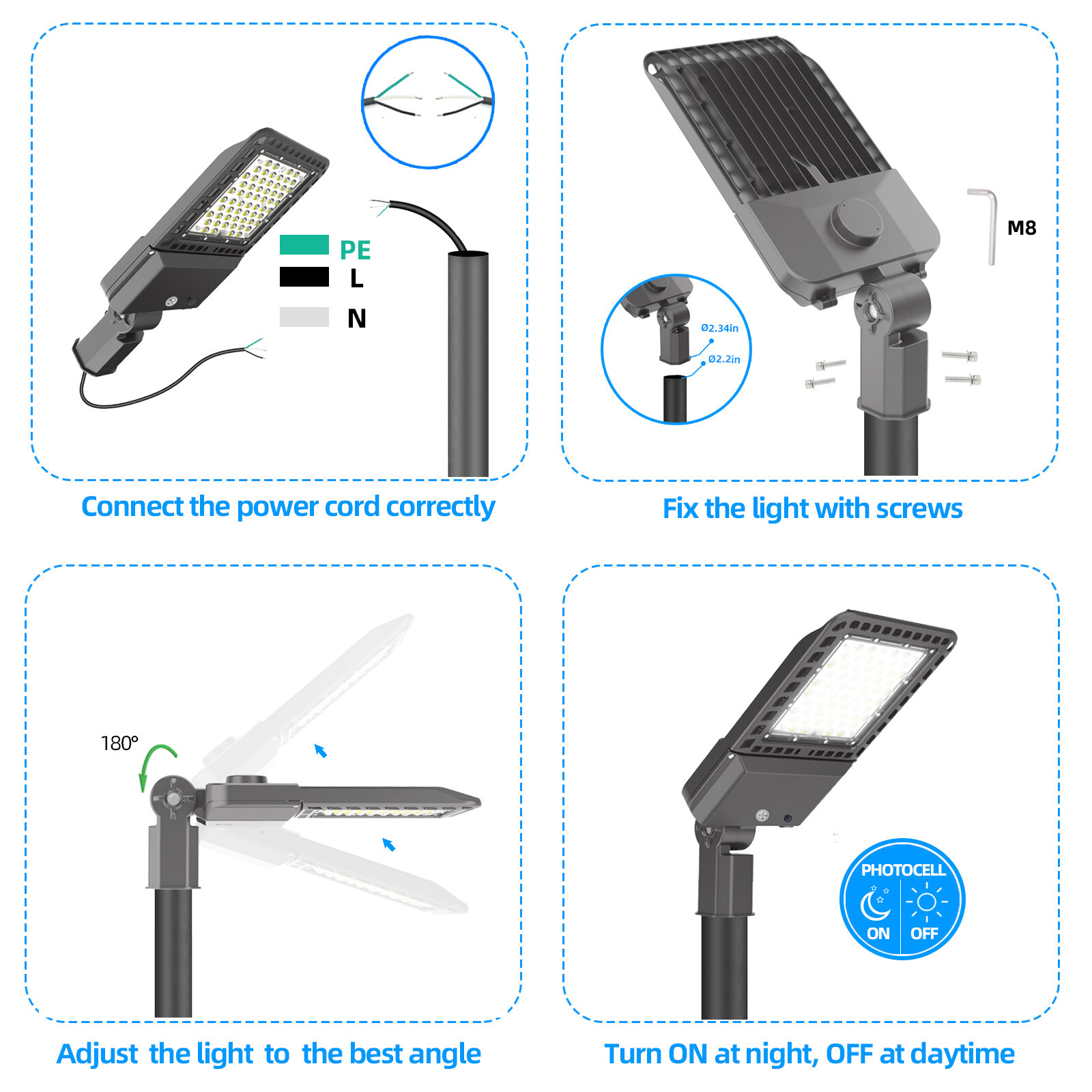 200W LED Parking lot Light Street Shoebox Pole Light Commercial LED Lamp 28000LM