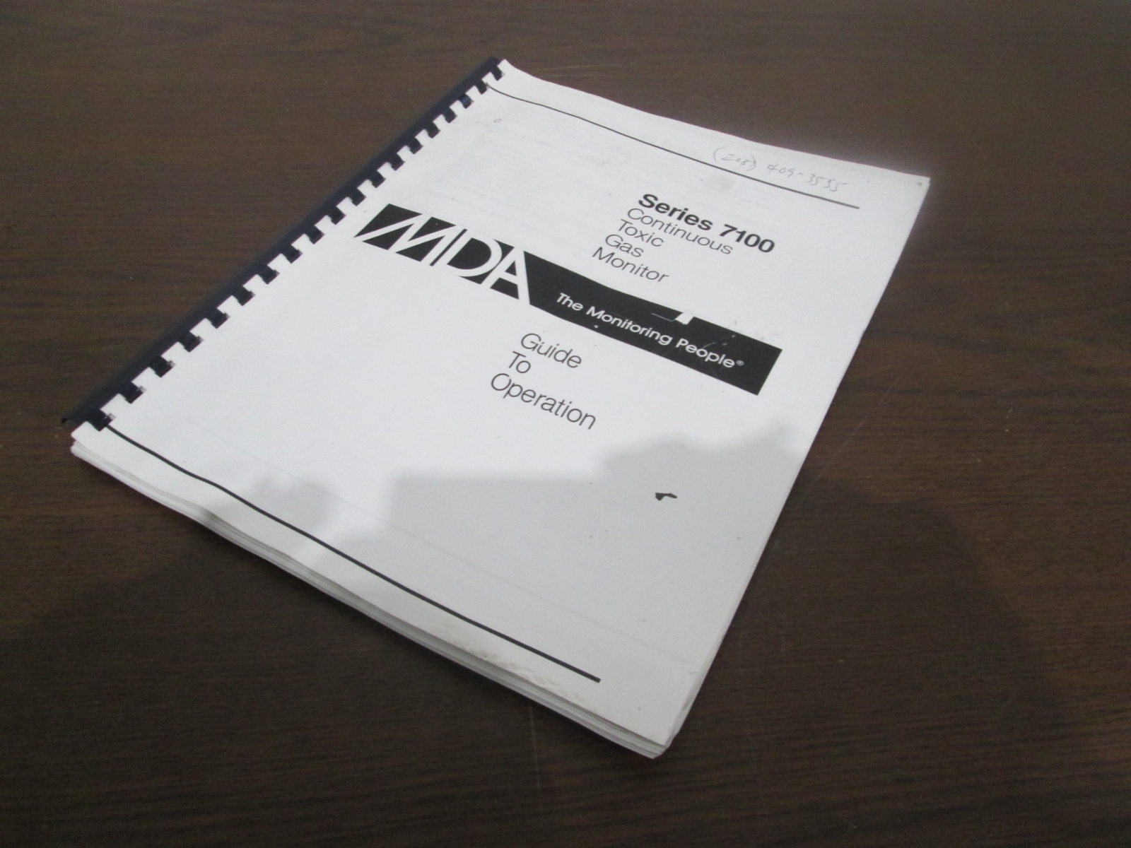 MDA, Series 7100 Continuous Toxic Gas Monitor, Guide to Operation, Used