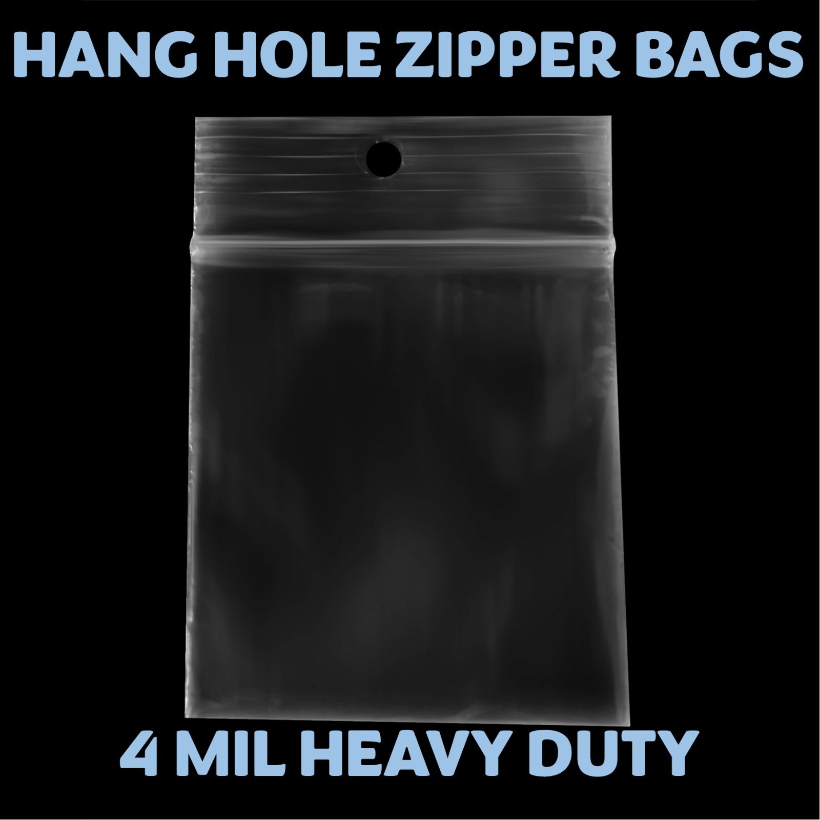 2″x2.5″ Hang Hole Zip Top Lock Seal Reclosable Poly Bags Zipper Baggies 4Mil