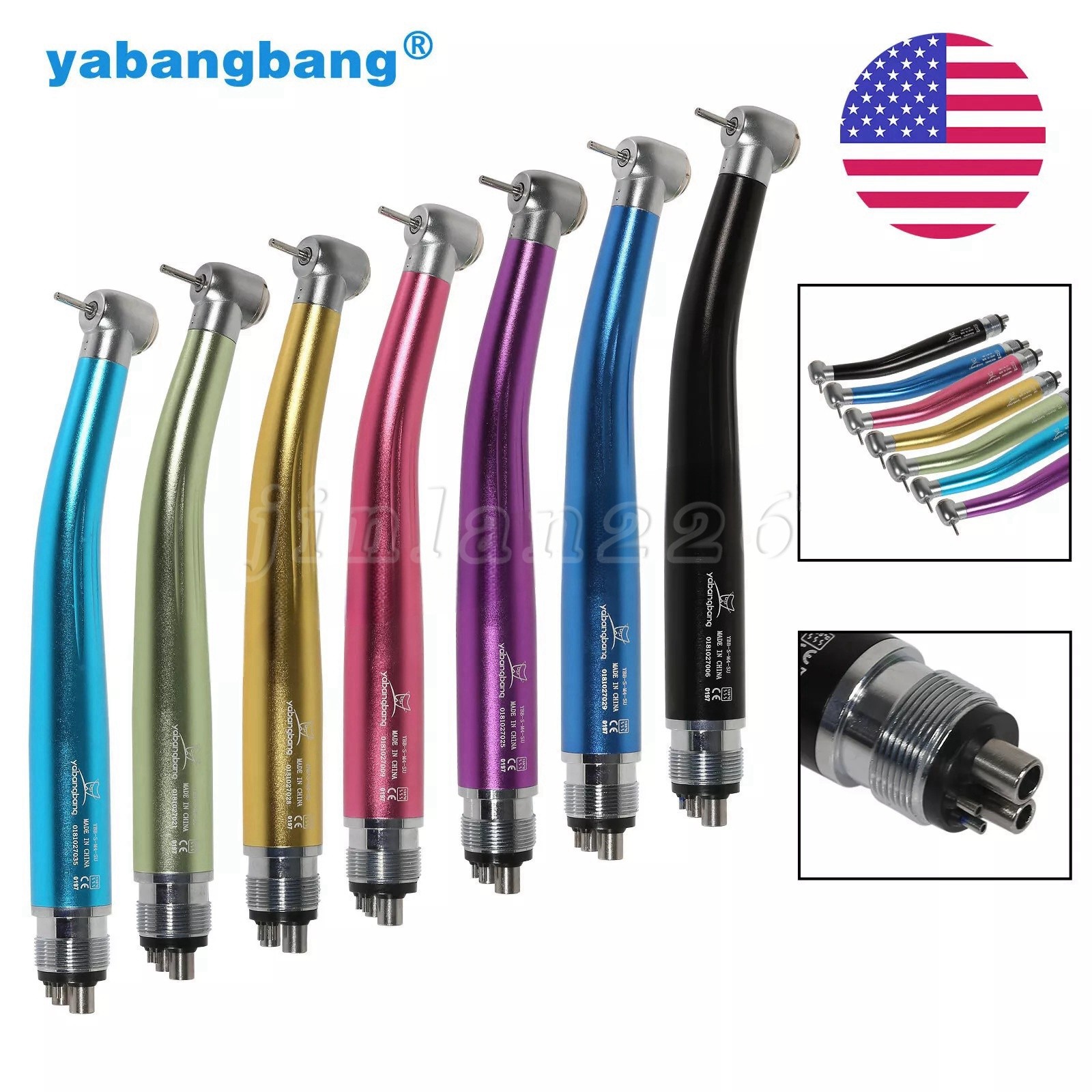 USA Push Button Dental High Speed Handpiece Single water spray Air Turbine 2/4H