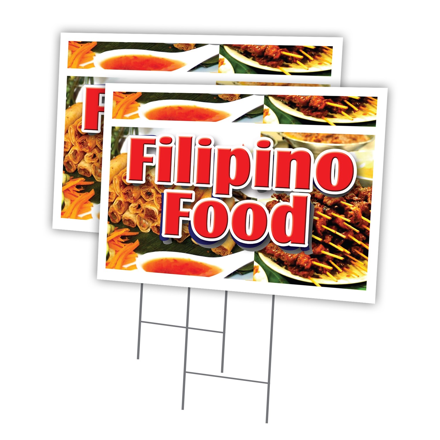 Filipino Food Multi-Pack of Yard Signs & Stake outdoor plastic coroplast window
