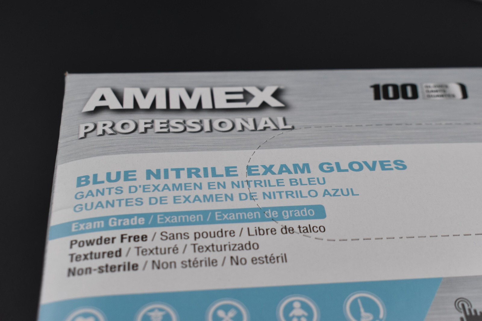 AMMEX Professional Blue Nitrile Medical Food Disposable Gloves Powder&Latex Free