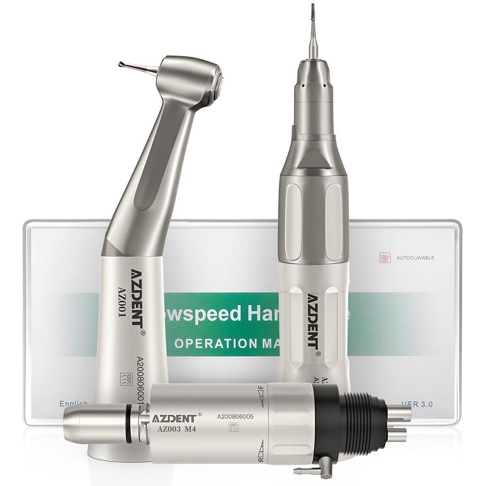 AZDENT Dental 1:1 Direct Drive Low Speed Air Motor Turbine Handpiece 2 Holes