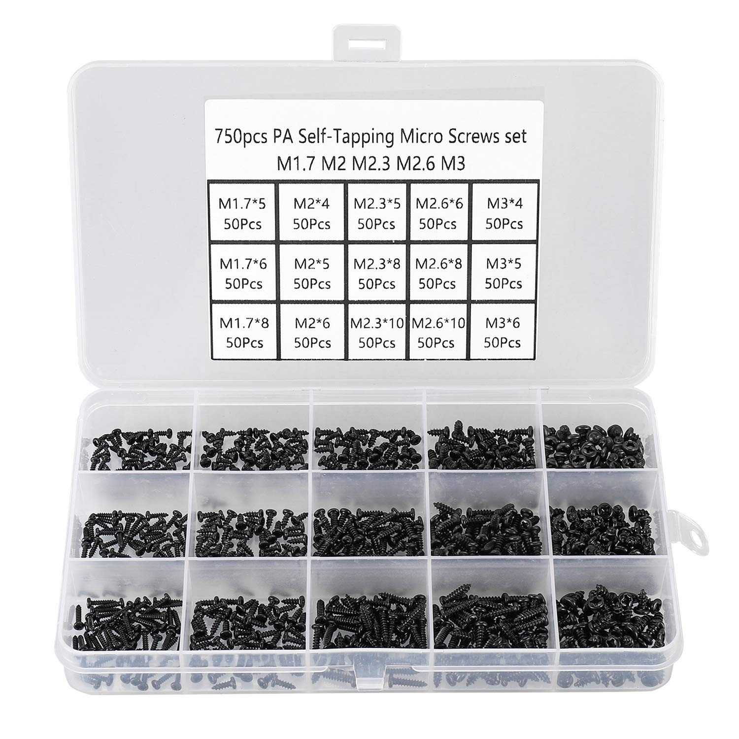 750 Pcs Small/Micro/Tiny/Mini SelfTapping Screws, M1.7M3 Phillips Pan Head, C…