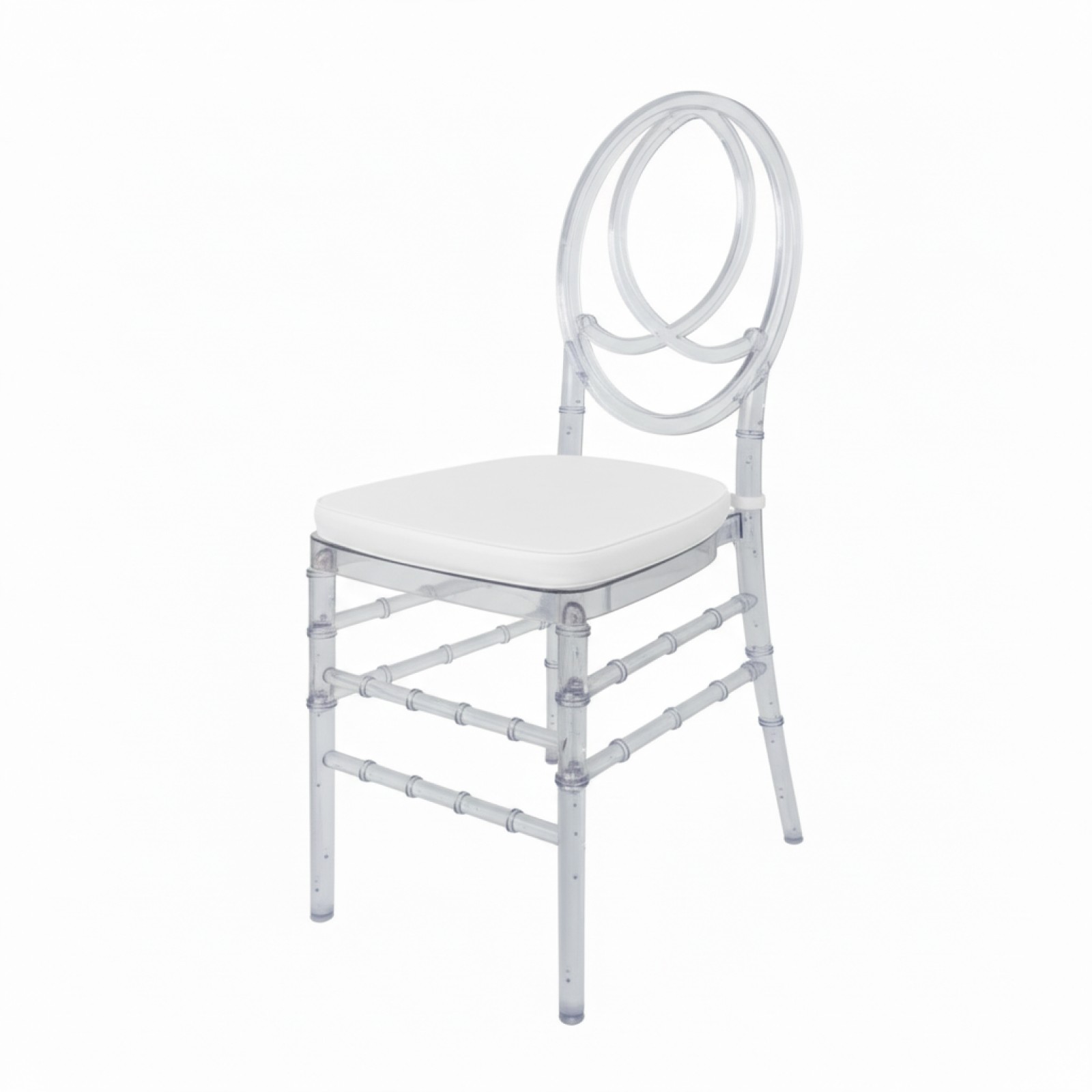 Set of 3 Crystal Clear Acrylic Chiavari Wedding Chairs with Cushions for Event