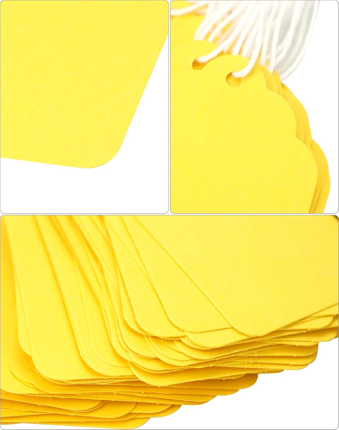 Price Tags, 500 Pcs Yellow Paper Gift Tags with String, 2.76″ X 1.69″ Blank Mark