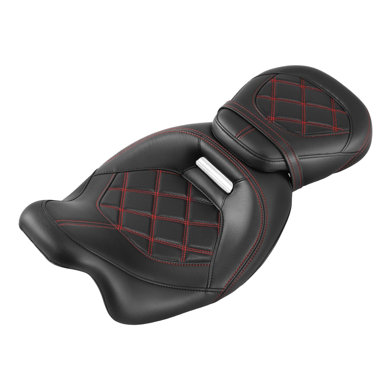 Two-Up Detachable Motorcycle Seat for Touring Road King Special FLHRXS Black Red