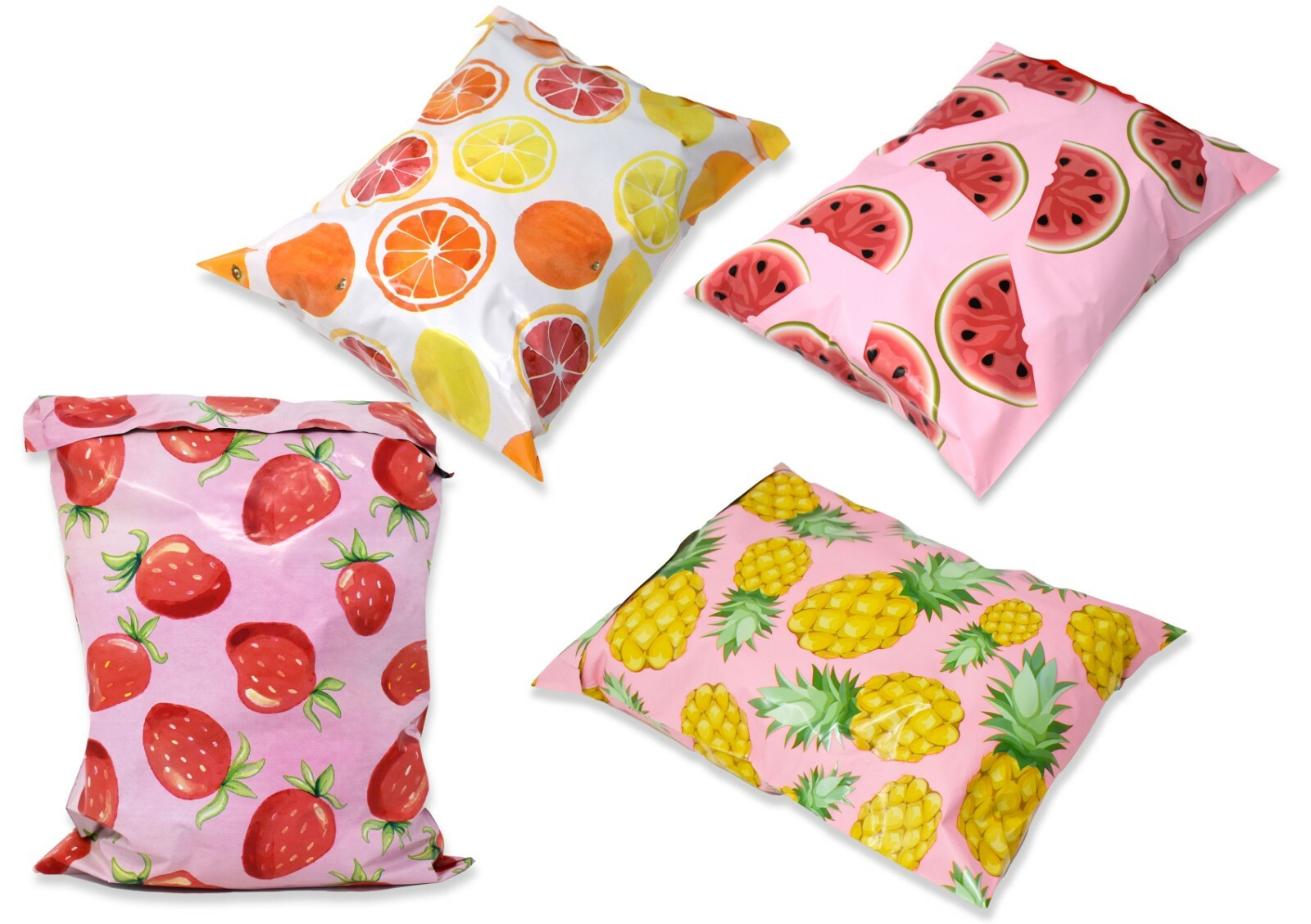 NEW 10×13 Strawberries, Watermelon, Pink PIneapple, Citrus Poly Shipping Mailers