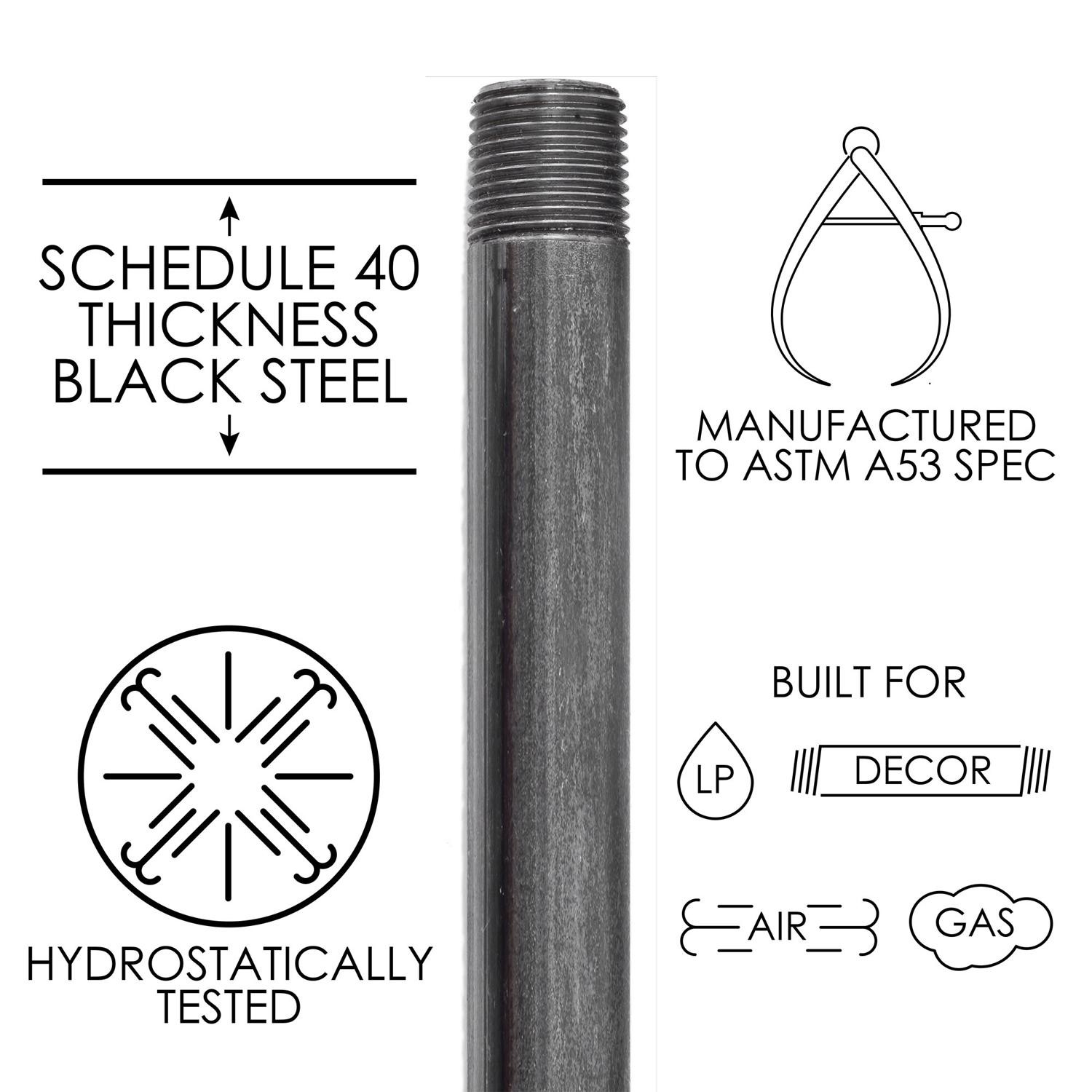 STZ Industries 1 in. MIP each T X 1 in. D MIP Black Steel 12 in. L Nipple