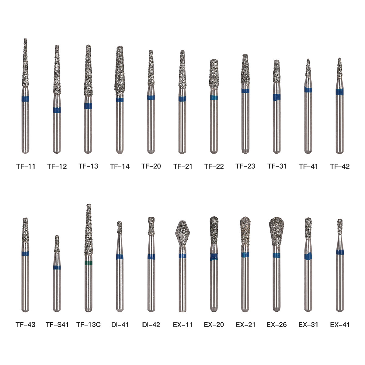25pcs AZDENT Dental FG Diamond Burs For High Speed Handpiece Friction Grip