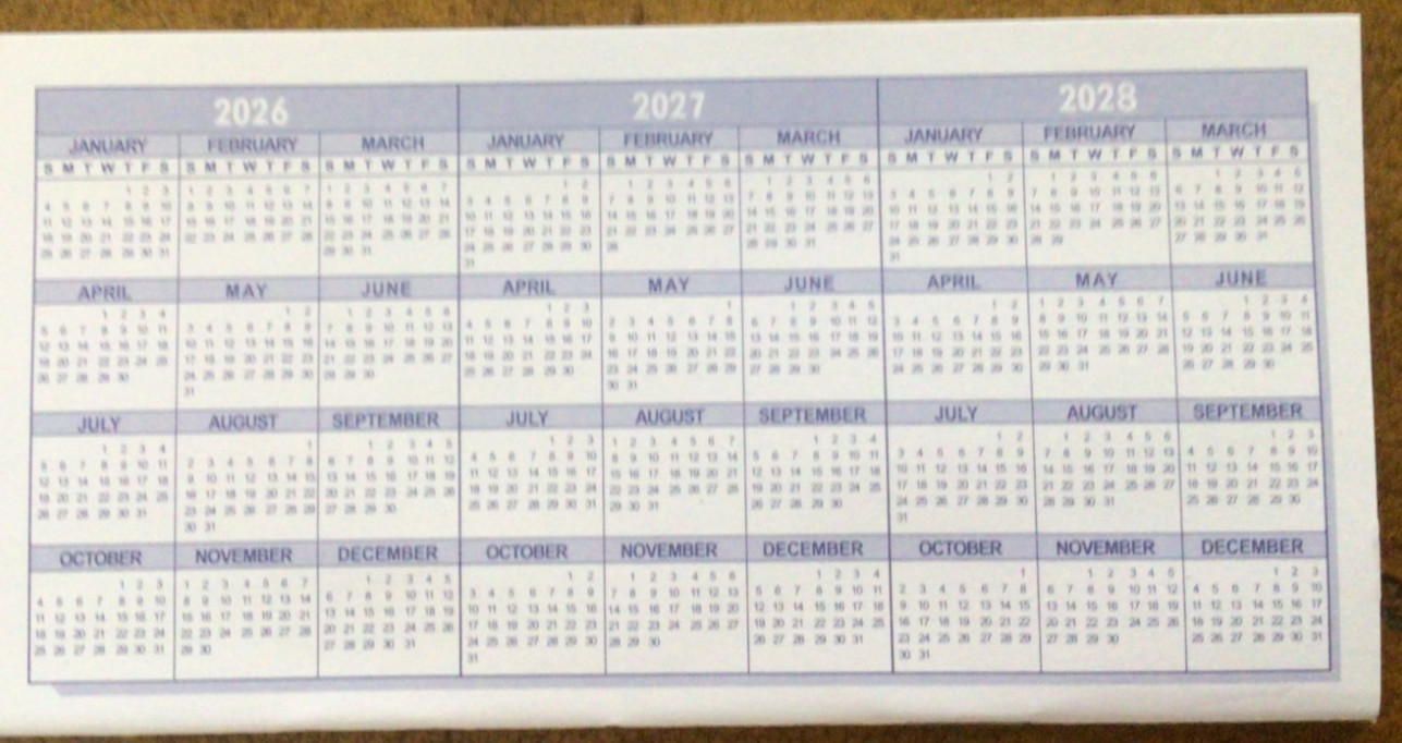 1 [ ONE ] “Easy To Read Register” for Personal Checkbook; 2025 – 2026 – 2027