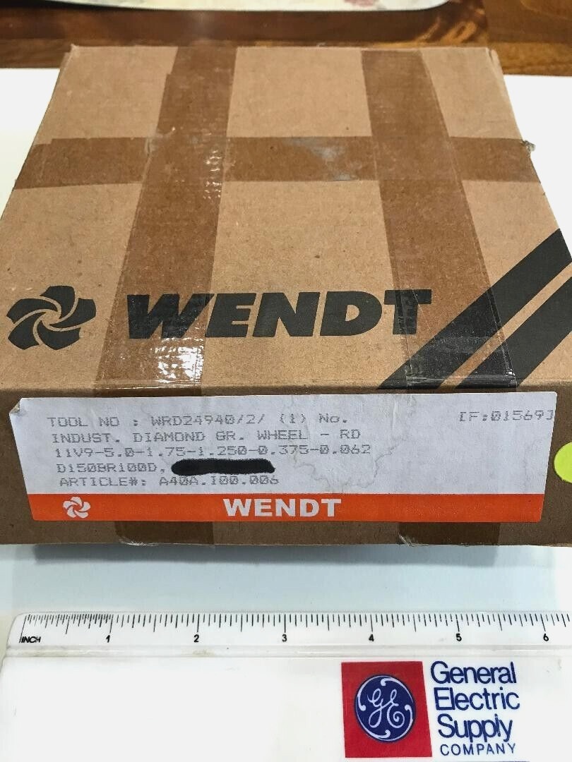 Wendt Diamond Grinding wheel – 5 inch diameter, 1.75, 1.25 arbor, .375, .062