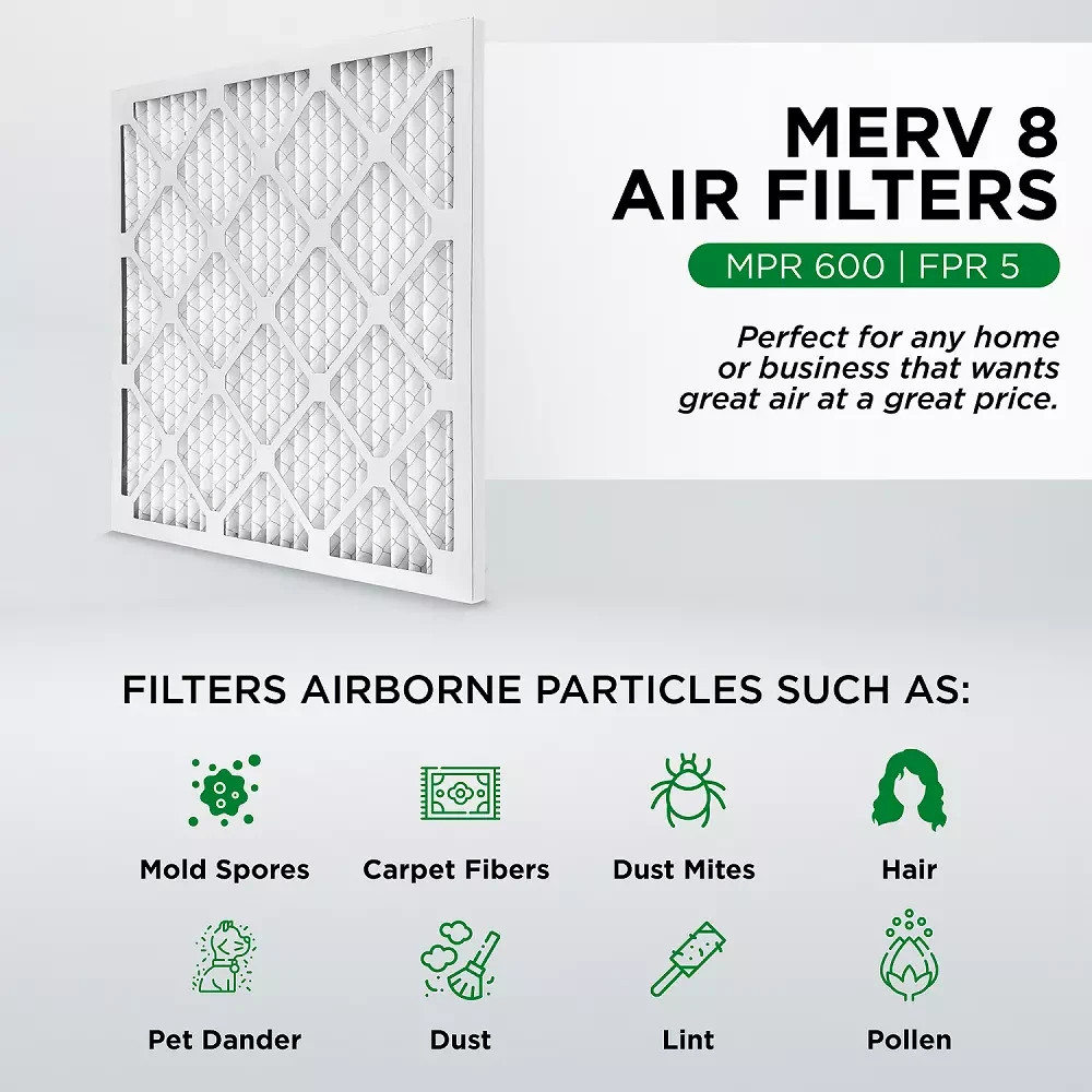 20x22x1 MERV 8 Pleated AC Furnace Air Filters. 12 Pack