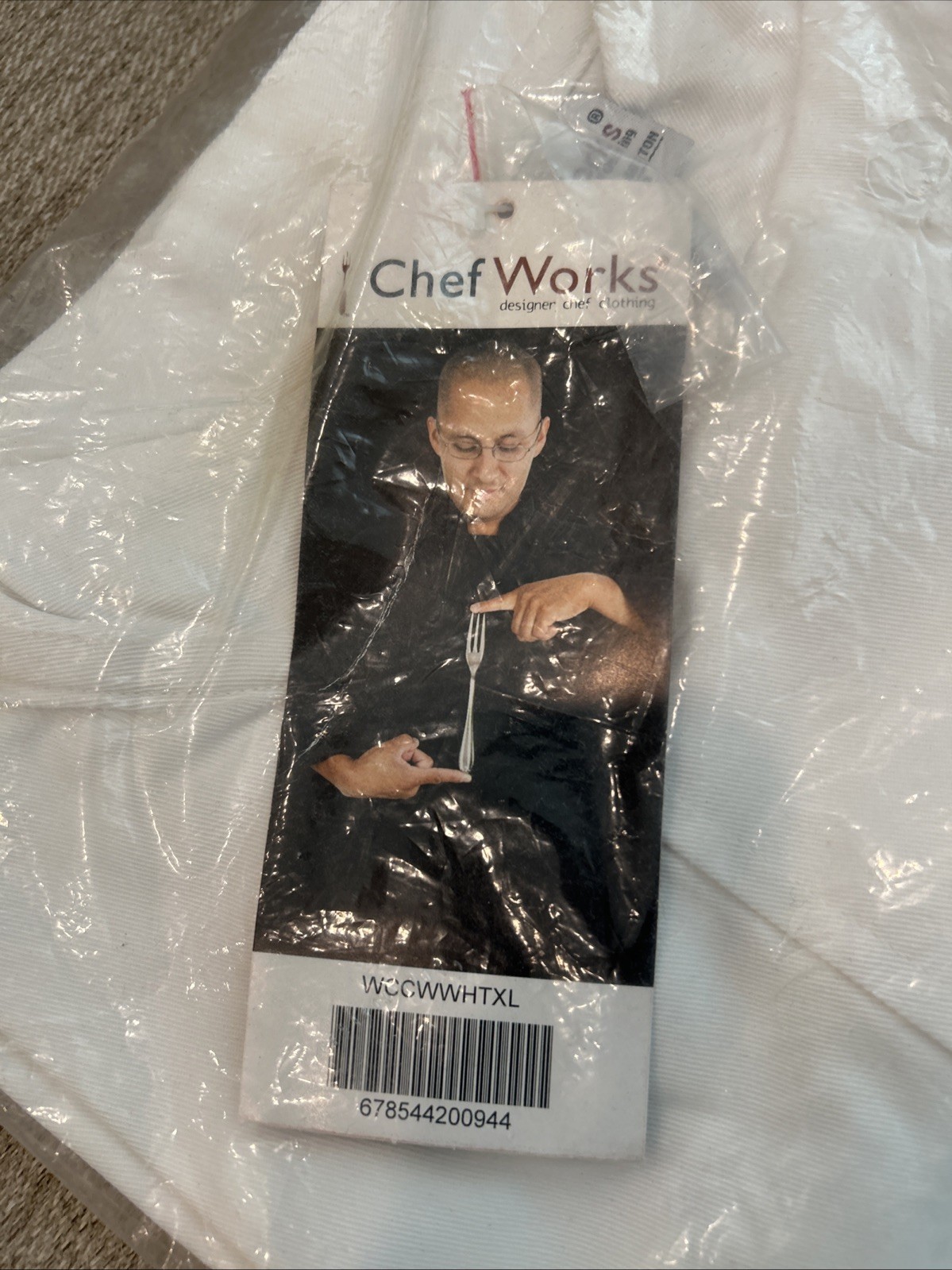 NWT In Bag Chef Works Unisex Volnay Chef Coat, White, XLarge