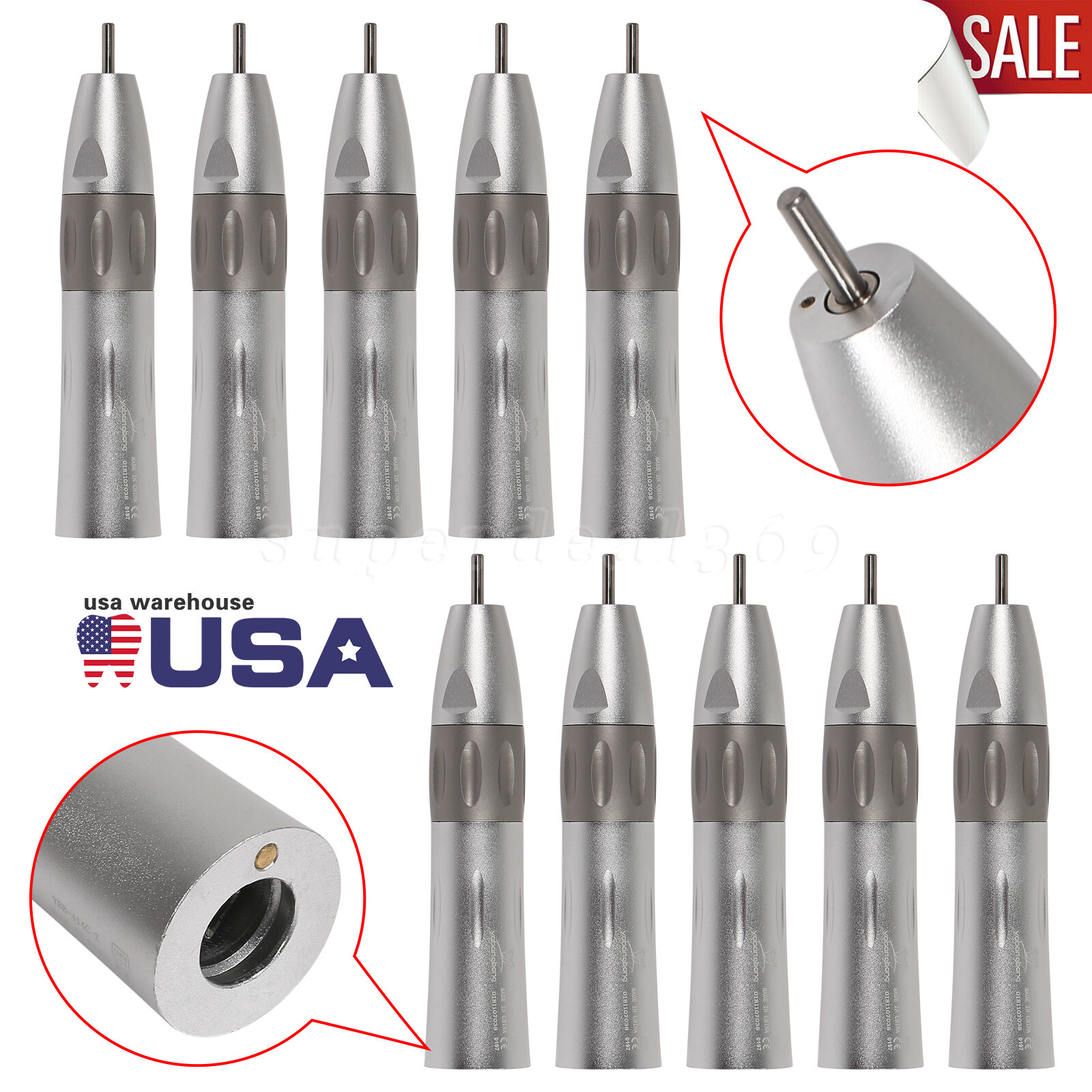 1-10*Dental Low Speed Straight Nosecone Handpiece Inner Water E-type fit NSK kv