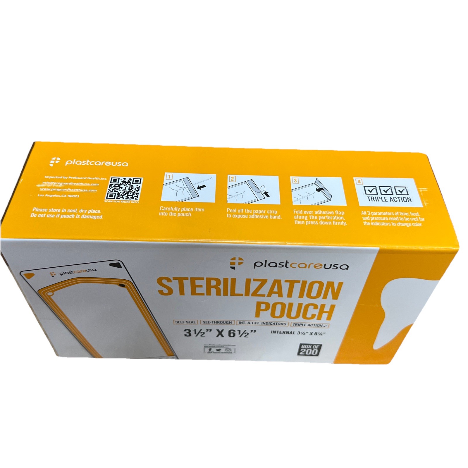 5 Boxes of 200 Plastcare USA 3.5″ x 6.5” Self Seal Sterilization Pouches (1000)