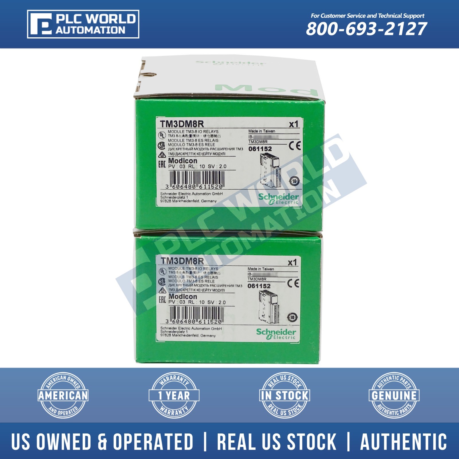 Schneider Electric TM3DM8R TM3-8 Discrete I/O Module, Screw Terminals, Brand New