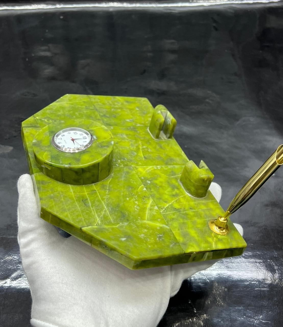 High Quality Yellow Serpentine Pen Card & Watch Set 1.2kg Beautiful Stone Set