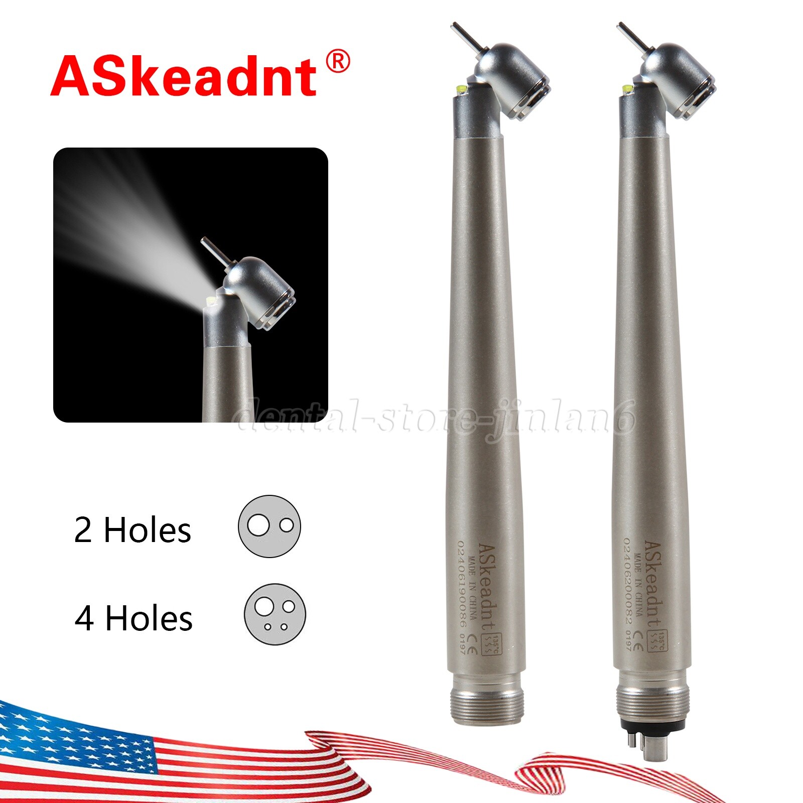 45° LED Light Dental PANA-MAX Push High Speed Handpiece Turbine 4/2H fo