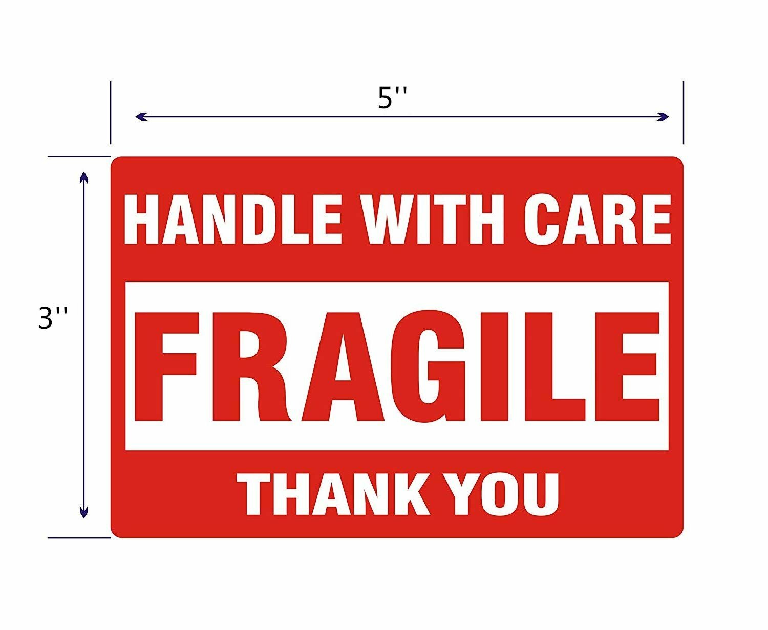 500 Fragile Stickers 3×5 Handle with Care Thank You Shipping Warn Labels 1 Roll