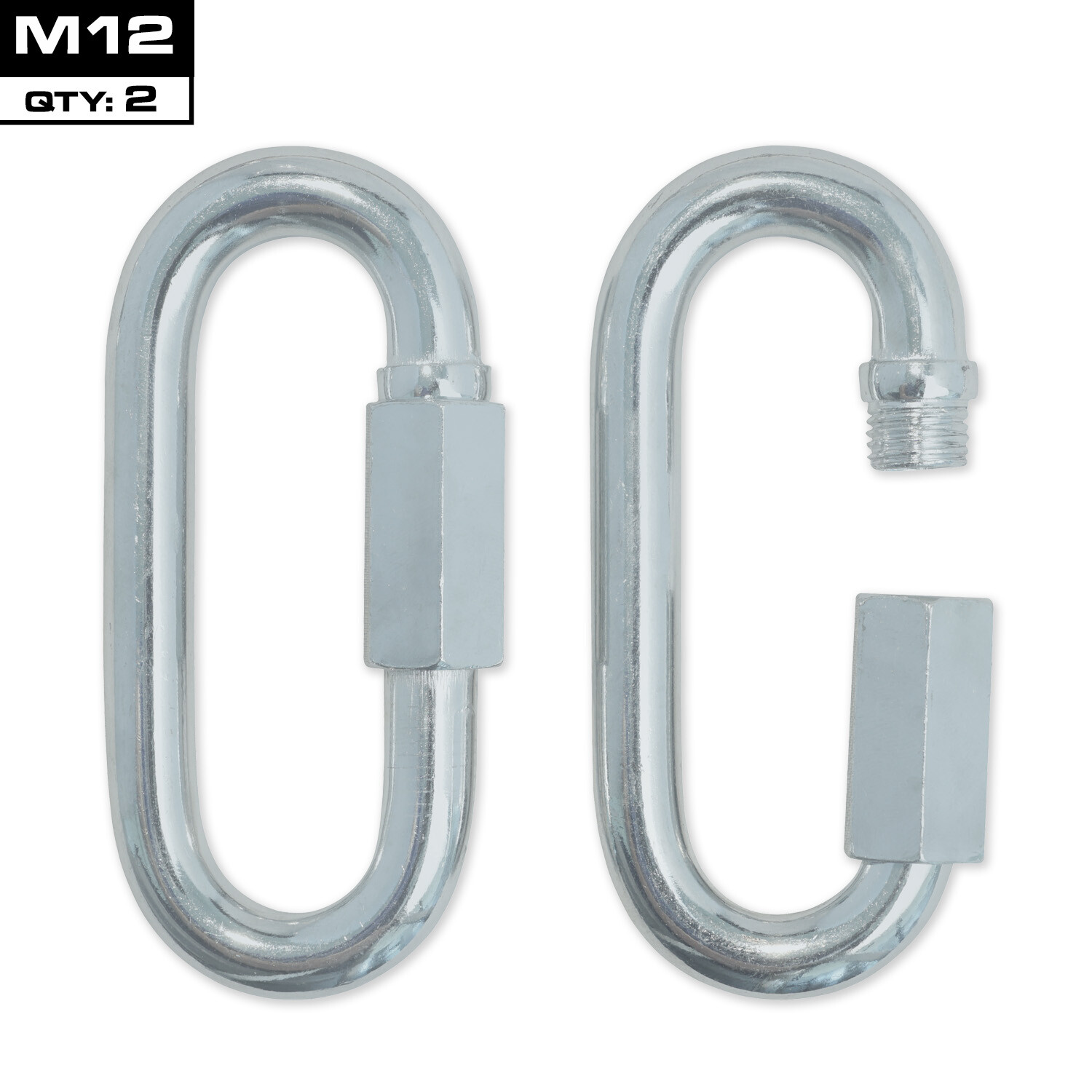 MEISTER QUICK LINK SCREWLOCK CARABINERS – M12 x 2 PACK – Galvanized Steel Clips