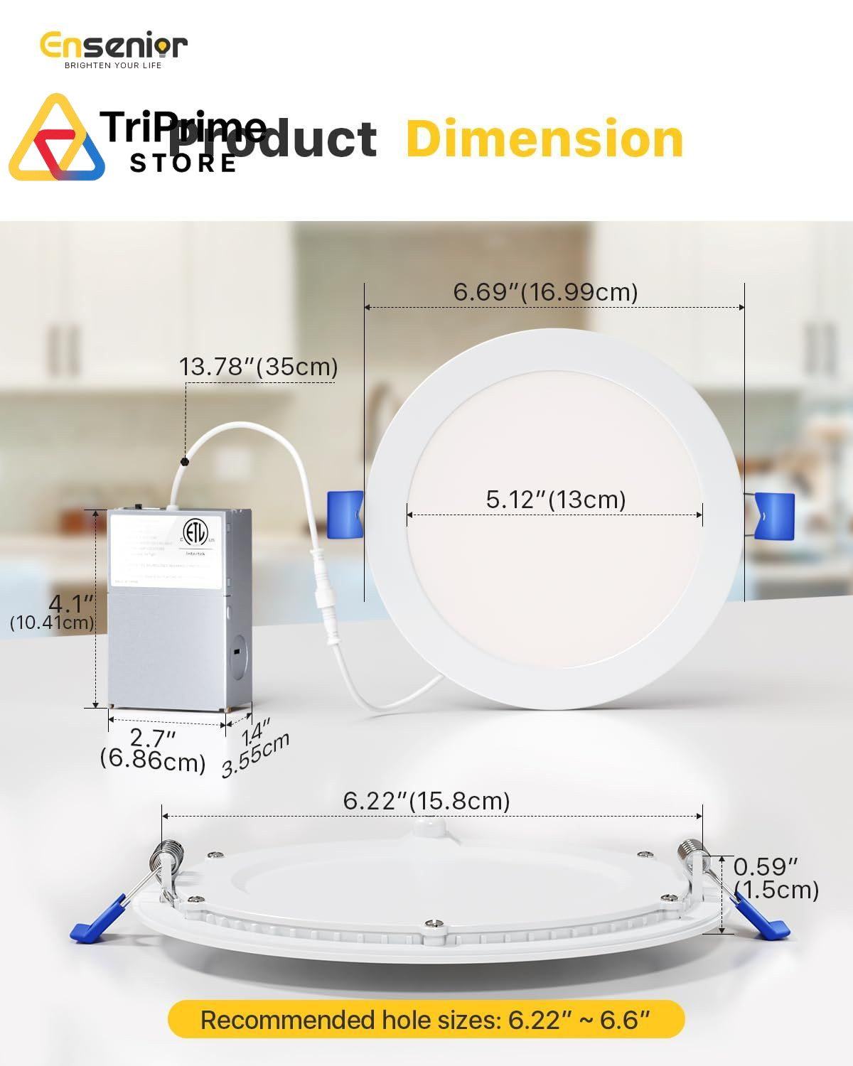 Ensenior 16 Pack 6 Inch 6 Inch, 5000k/4000k/3500k/3000k/2700k – 5cct White