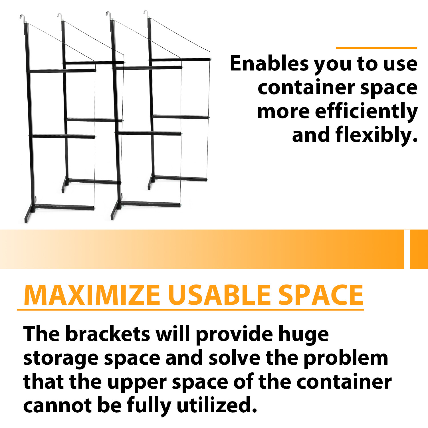 4 Pack Black Cargo Shipping Container Shelving Shelf Brackets Universal Fitment