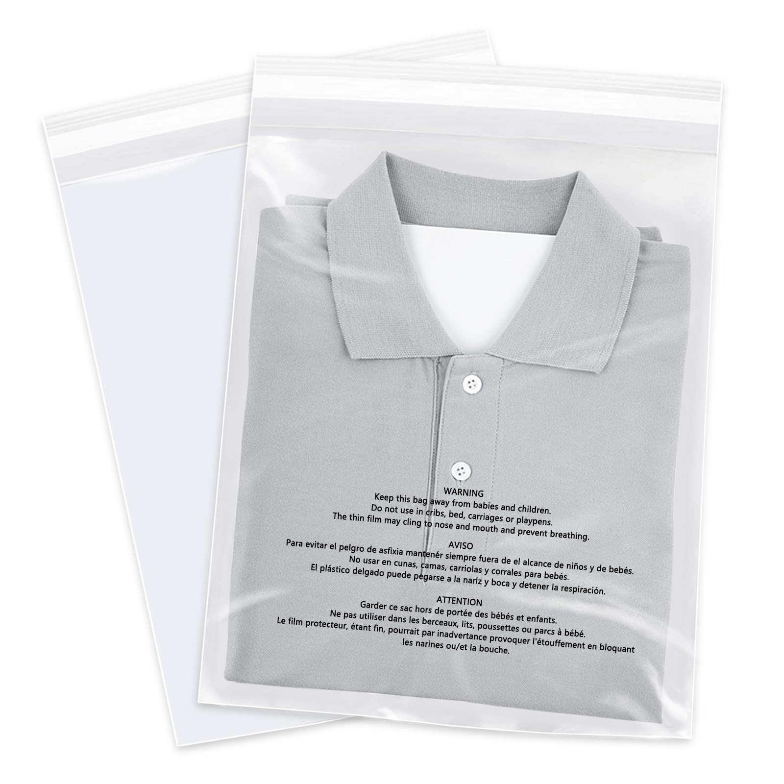 WEPOLY 10×13 Clear Poly Bags, 500 Count Self Seal for Clothing & Merchandising