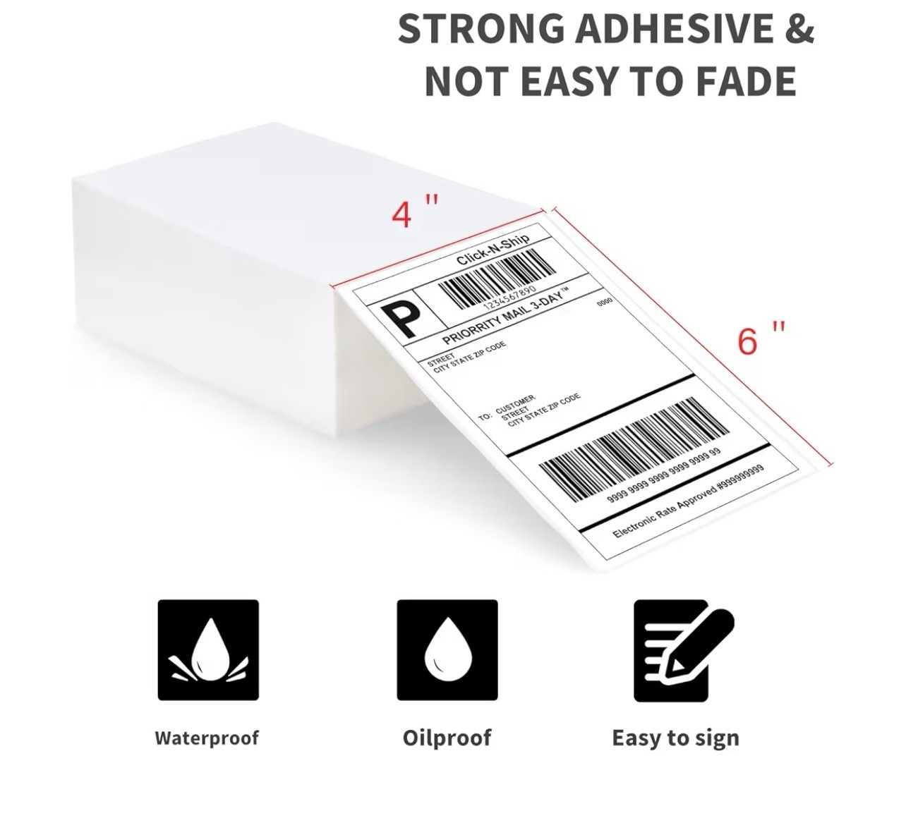 4″x6″ Fanfold Direct Thermal Shipping Labels for Zebra and Rollo 500 PCS