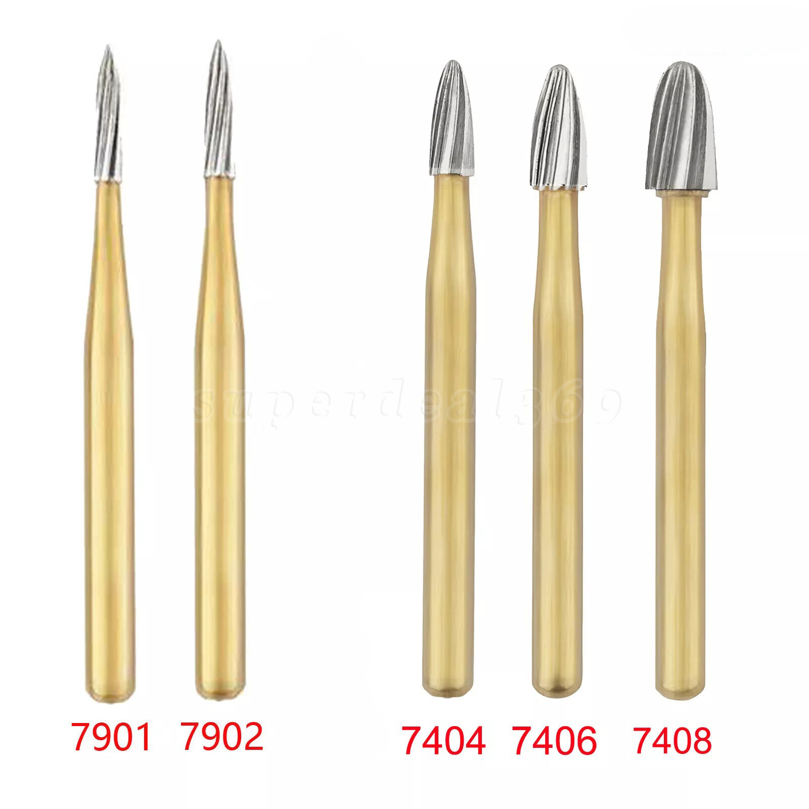Dental Bur Trimming & Finishing Gold Carbide Burs FG 7901 /7902 /7406 /7408 ns
